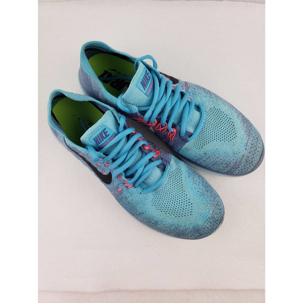 Nike Free RN Flyknit Womens Running Shoes 880844-400 Light Blue Dark Obsidian 9